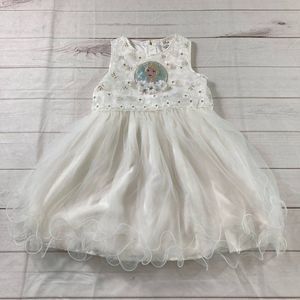 Disney Store Kids White Frozen Princess Elsa Lace Sleeveless Dress Size 9/10